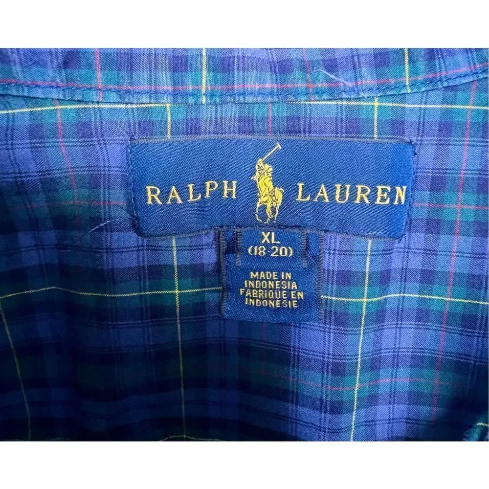 Kids/Boys Ralph Lauren Plaid Button Up Long Sleeve Collared Shirt
